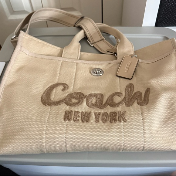 Coach Handbags - Coach Tan Canvas Tote Bag